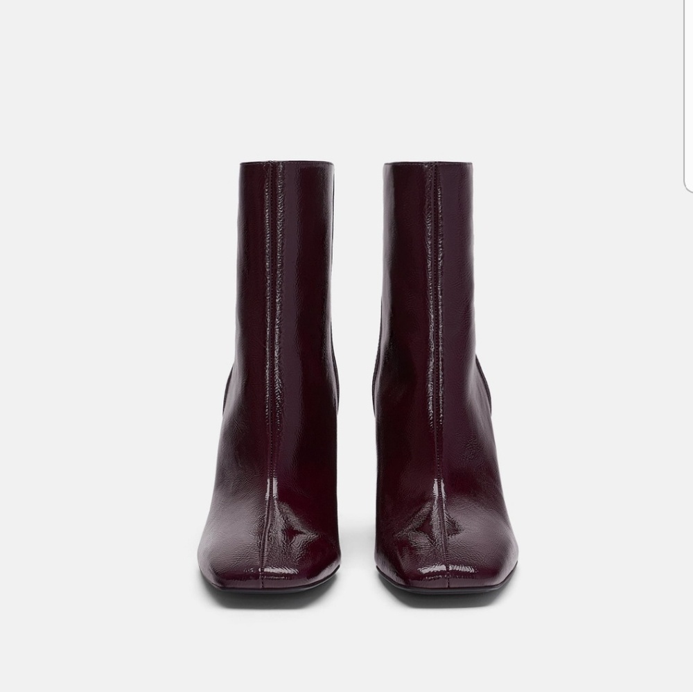 Zara Patent Finish Heeled Ankle Boots - Picture 3 of 5
